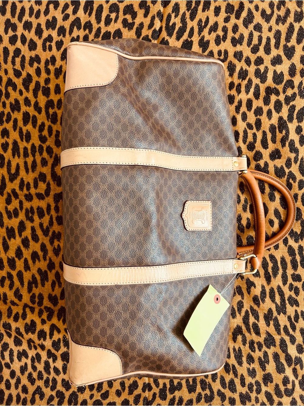 🤎CELINE🤎Macadam💛Brown Mono Weekender Bag with Unbranded Strap & Lock no key